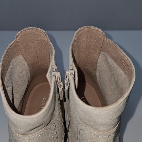 Cole Haan Naia Ankle Bootie Womens 9 Light Beige Suede Western Cowgirl NEW - Picture 9 of 14